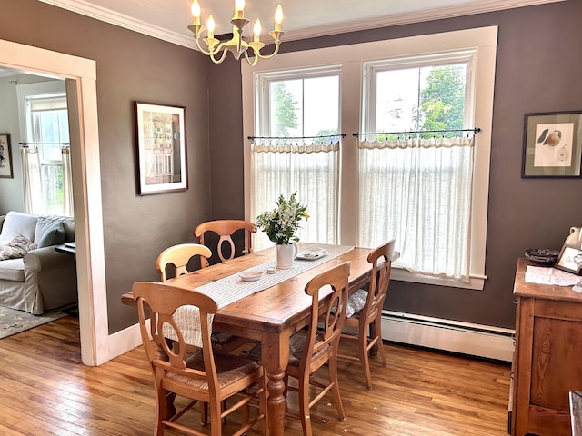 72 Federal Rd, Parsonsfield, ME 04047 - dining room with a baseboard heating unit, ornamental molding, plenty of natural light, and light wood-style flooring