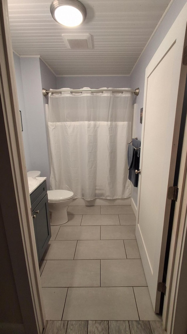 62 Cobb Rd, Stetson, ME 04488 - full bathroom with vanity, tile patterned floors, and shower / tub combo