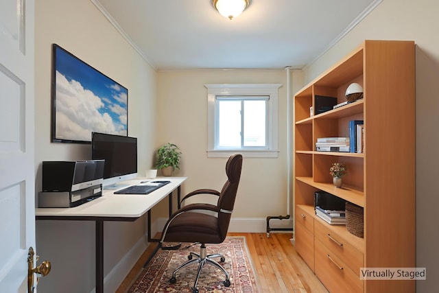 18 Colonial Rd Unit 18, Portland, ME 04102 - office area with ornamental molding and light wood-style floors