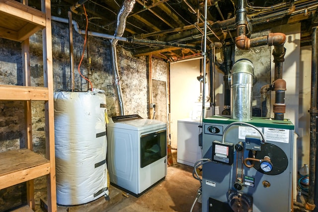 18 Colonial Rd Unit 18, Portland, ME 04102 - utility room featuring water heater, independent washer and dryer, and a heating unit