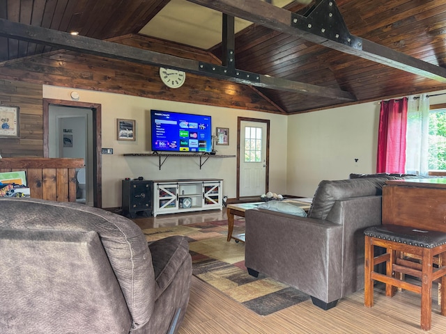 27 Main St, Vassalboro, ME 04989 - living area with healthy amount of natural light, wood ceiling, wood finished floors, and wood walls