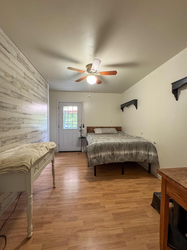 27 Main St, Vassalboro, ME 04989 - bedroom with light wood-type flooring and a ceiling fan