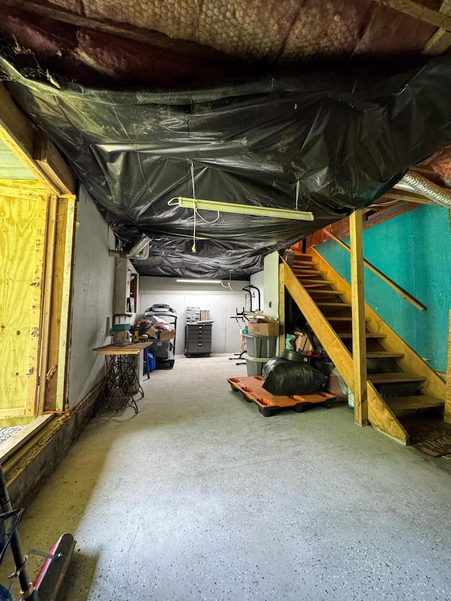 27 Main St, Vassalboro, ME 04989 - unfinished basement featuring stairway
