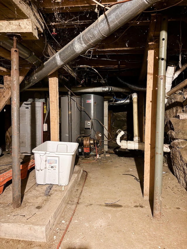 27 Main St, Vassalboro, ME 04989 - below grade area featuring water heater