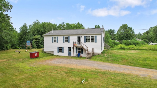 32 Barton Rd, Windsor, ME 04363 - view of front of house with stairway and a front yard