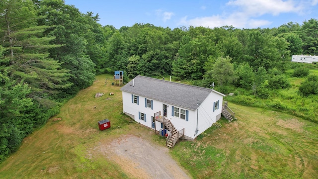 32 Barton Rd, Windsor, ME 04363 - view from above of property with a forest
