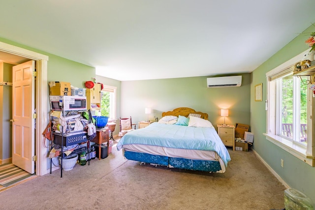 672 Brooks Rd, Knox, ME 04986 - carpeted bedroom with an AC wall unit