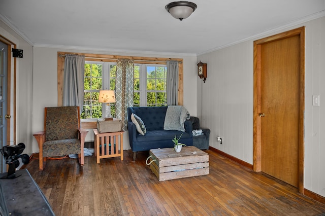 138 Main St, Brownfield, ME 04010 - living room featuring ornamental molding and hardwood / wood-style flooring