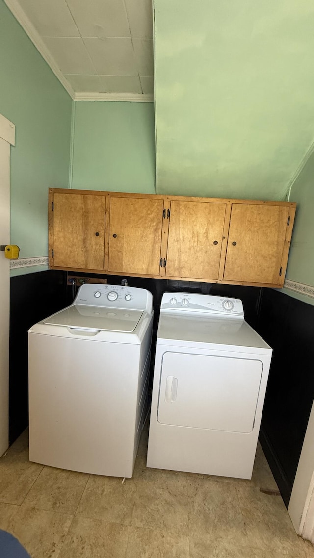 269 County Rd, Lubec, ME 04652 - laundry room featuring cabinet space and separate washer and dryer