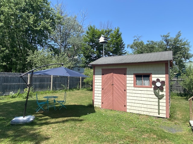 48 Dane Ave, Skowhegan, ME 04976 - view of shed with a fenced backyard