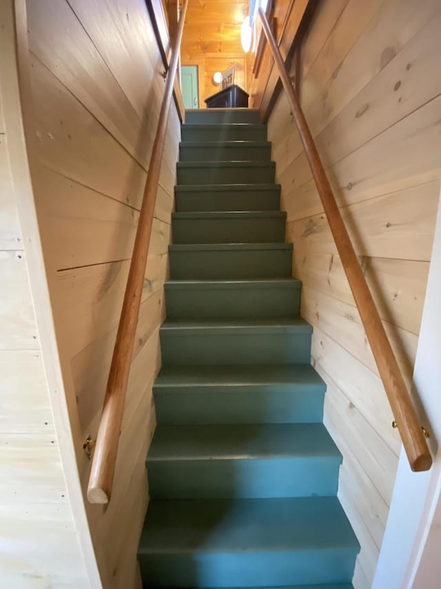 48 Dane Ave, Skowhegan, ME 04976 - staircase featuring wood walls
