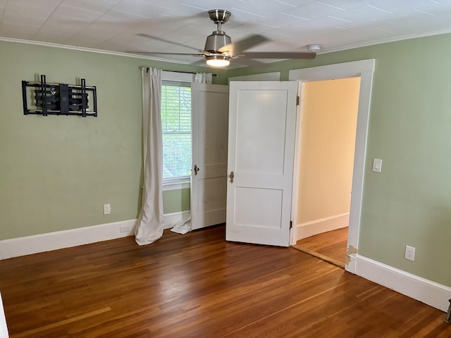 272 Center St, Bangor, ME 04401 - unfurnished bedroom featuring crown molding, wood finished floors, and a ceiling fan