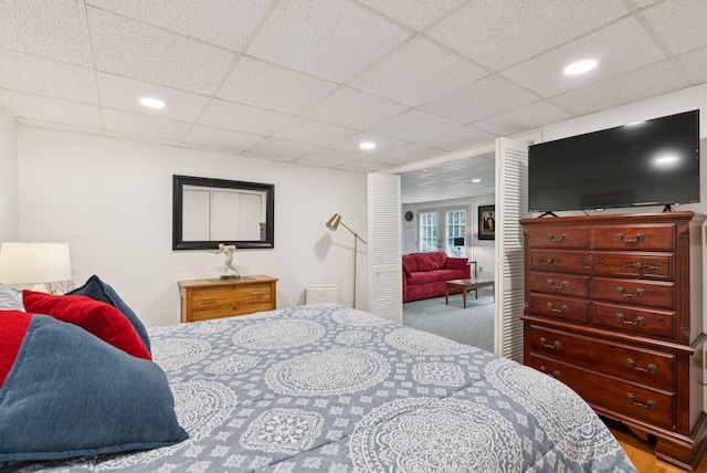 471 Methodist Rd, Westbrook, ME 04092 - carpeted bedroom with a paneled ceiling and recessed lighting