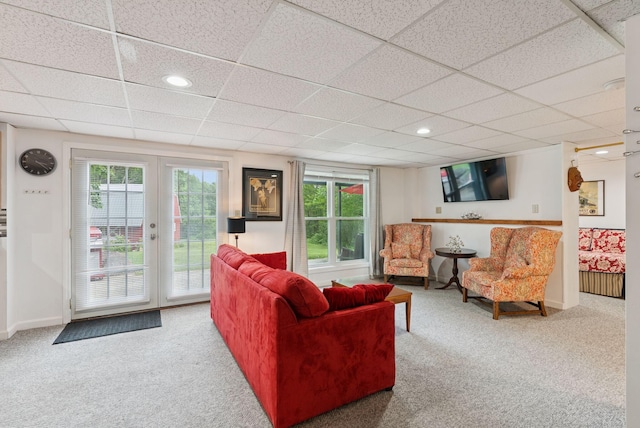471 Methodist Rd, Westbrook, ME 04092 - living room featuring carpet flooring, healthy amount of natural light, a paneled ceiling, and recessed lighting