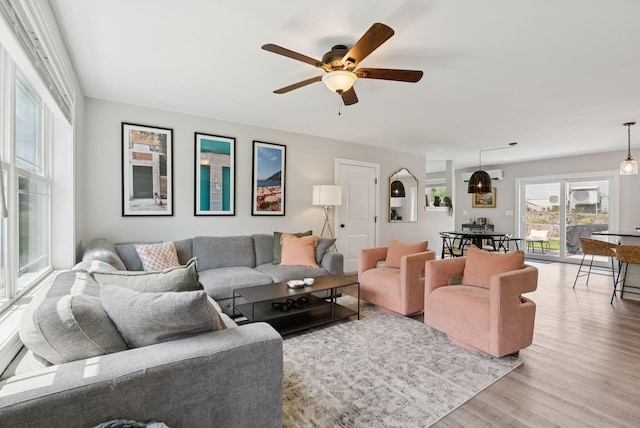 37 Homewood Blvd, Old Orchard Beach, ME 04064 - living area featuring wood finished floors and ceiling fan