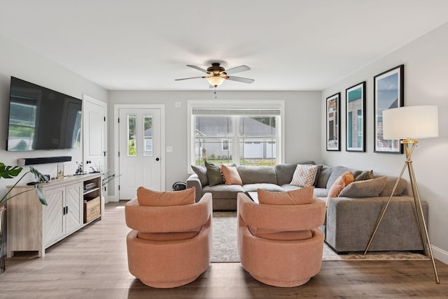 37 Homewood Blvd, Old Orchard Beach, ME 04064 - living area featuring ceiling fan and light wood-style flooring