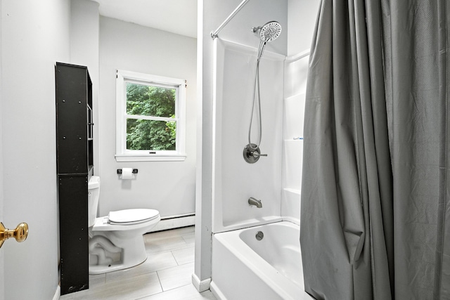 38 Silvermount St, Waterville, ME 04901 - full bath featuring baseboard heating, shower / tub combo, and tile patterned floors