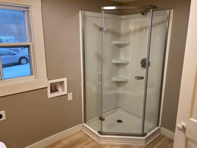 7 S Grove St, Waterville, ME 04901 - full bathroom with a shower stall and wood finished floors