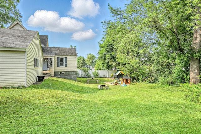 4 Hillcrest St, Waterville, ME 04901 - view of yard with a playground and entry steps