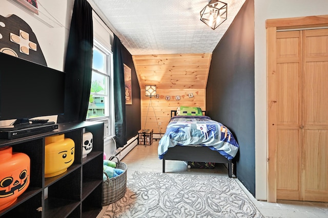 4 Hillcrest St, Waterville, ME 04901 - bedroom with wooden walls and baseboard heating
