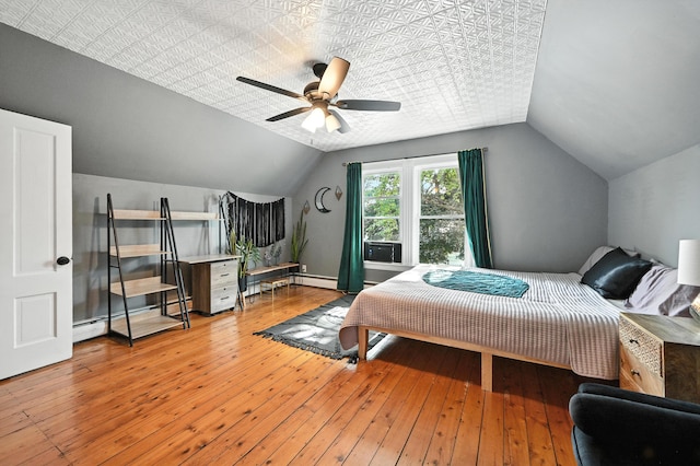 4 Hillcrest St, Waterville, ME 04901 - bedroom featuring wood-type flooring, lofted ceiling, and ceiling fan