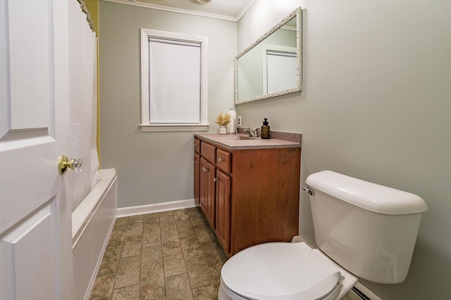 3 N Garand St, Winslow, ME 04901 - full bathroom with vanity, stone finish flooring, and ornamental molding