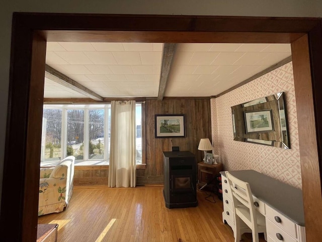 38 Atkinson Rd, Charleston, ME 04422 - office space featuring beamed ceiling and light wood-style floors