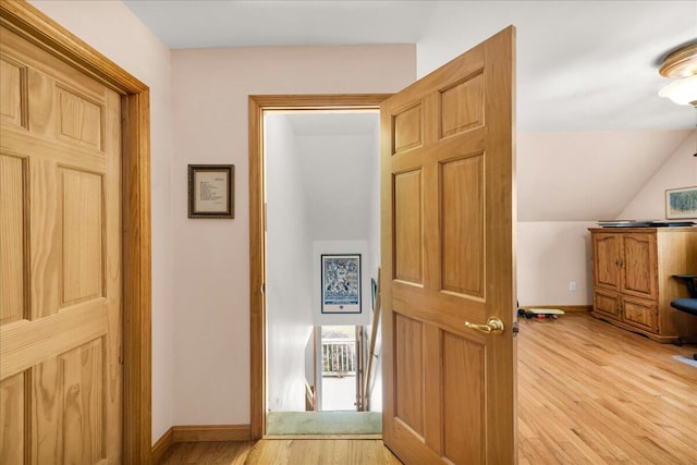 21 Bowling Green Ln, Belfast, ME 04915 - corridor featuring wood finished floors and lofted ceiling
