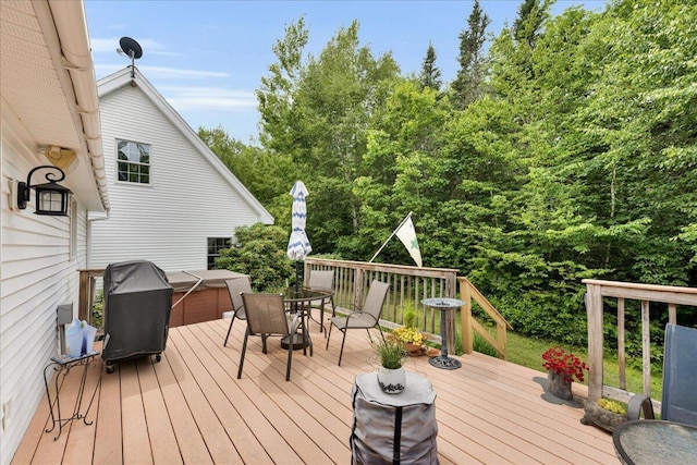 21 Bowling Green Ln, Belfast, ME 04915 - deck featuring a grill and outdoor dining space