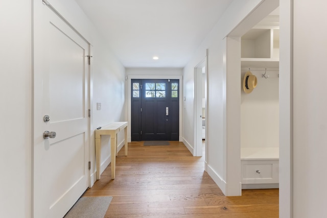 17 Intervale Rd, York, ME 03902 - doorway to outside featuring light wood-style flooring and recessed lighting