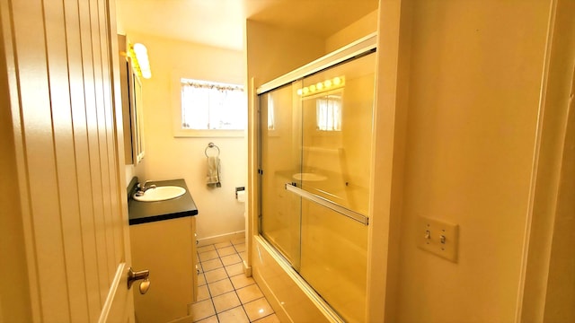 9 Wood St, Bangor, ME 04401 - full bathroom with vanity, tile patterned flooring, and enclosed tub / shower combo