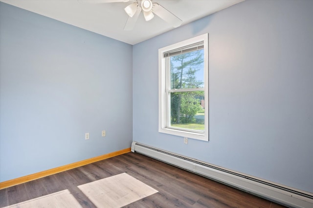 2 Bryer Heights Rd, Milford, ME 04461 - spare room with a baseboard heating unit, wood finished floors, and ceiling fan