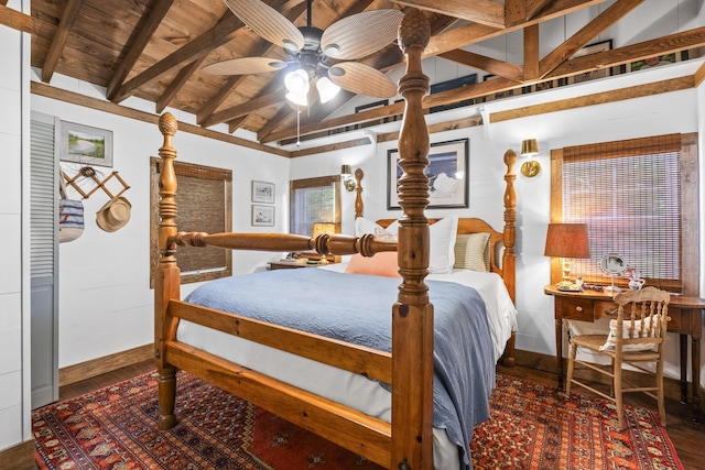 94 Crest Ave, Boothbay Harbor, ME 04538 - bedroom with wood ceiling and wood finished floors