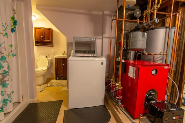 133 Ohio St, Millinocket, ME 04462 - utility room featuring washer / dryer and a heating unit