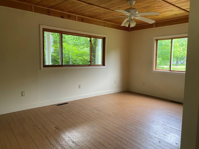 65 Quarry Rd, Sullivan, ME 04664 - empty room with wood ceiling, ceiling fan, and light wood finished floors