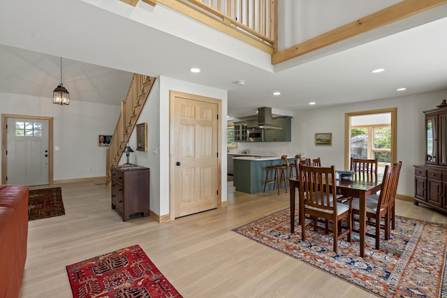 86 City Point Rd, Vinalhaven, ME 04863 - dining room featuring light wood-type flooring and recessed lighting