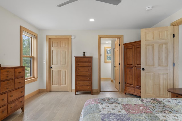 86 City Point Rd, Vinalhaven, ME 04863 - bedroom featuring light wood-style flooring, recessed lighting, and a ceiling fan