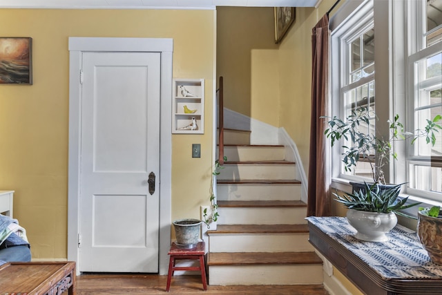 22 Cobb Rd, Bath, ME 04530 - staircase with wood finished floors