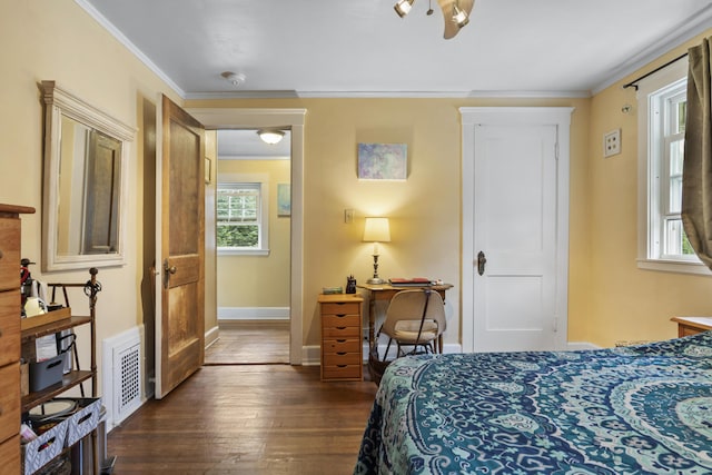 22 Cobb Rd, Bath, ME 04530 - bedroom featuring dark wood-style floors and crown molding