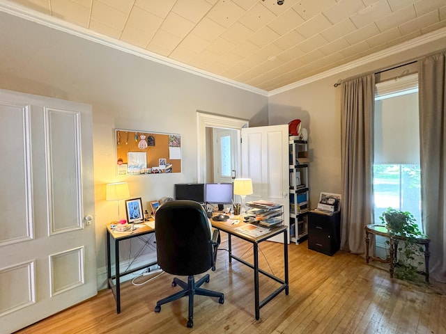 81 Parkview Ave, Bangor, ME 04401 - office with ornamental molding and hardwood / wood-style flooring