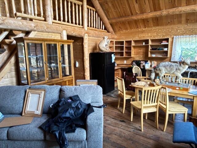302 Haines Corner Rd, Livermore Falls, ME 04254 - living room featuring wood-type flooring and wooden ceiling