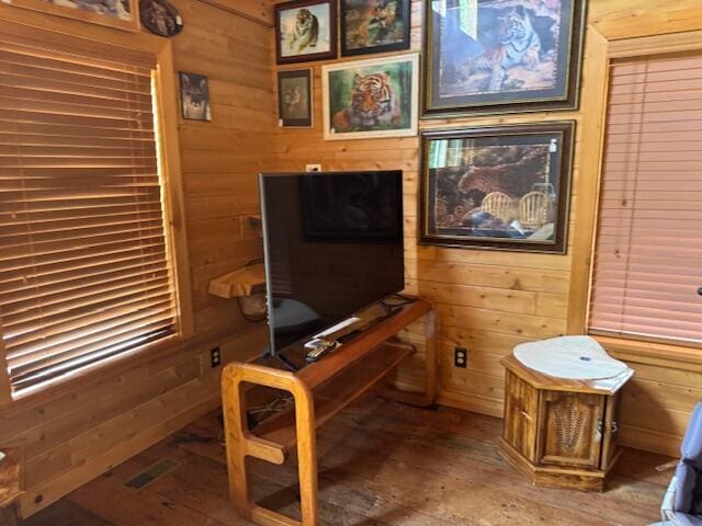 302 Haines Corner Rd, Livermore Falls, ME 04254 - sitting room with wood walls and wood-type flooring