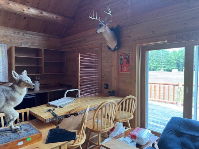 302 Haines Corner Rd, Livermore Falls, ME 04254 - home office with wooden ceiling and wood walls