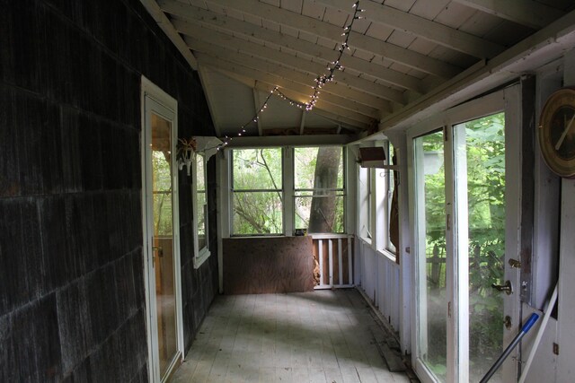 7 Maple St, Milbridge, ME 04658 - unfurnished sunroom featuring lofted ceiling