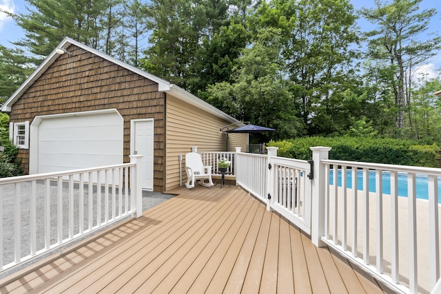 38 Tarr Ave, Lewiston, ME 04240 - deck featuring a garage and an outdoor structure