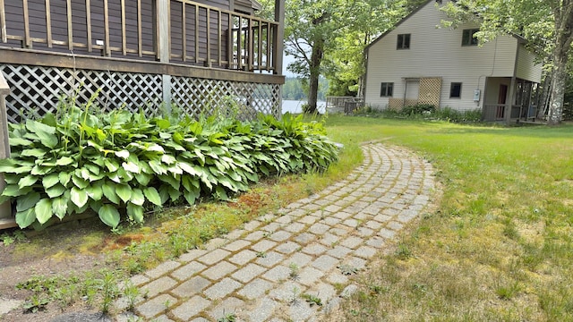270 Grant Rd, Sullivan, ME 04664 - view of grassy yard with a deck