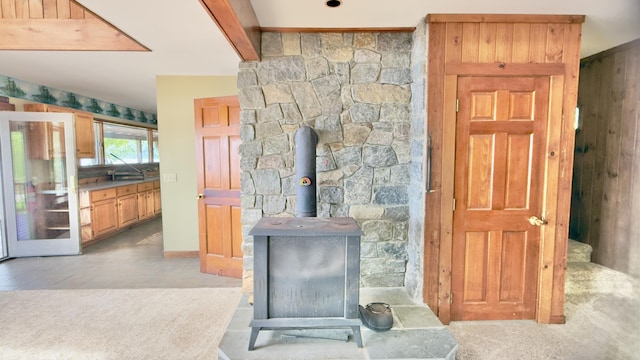 270 Grant Rd, Sullivan, ME 04664 - living room with a wood stove