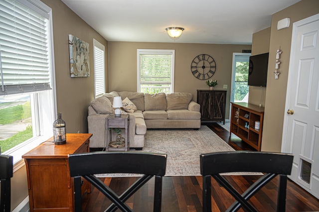 13 Bremen St, Westbrook, ME 04092 - living room featuring dark wood-style floors and baseboards