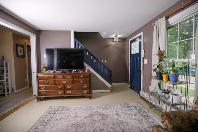 17 Duncan Rd, Augusta, ME 04330 - living area featuring stairway and wood finished floors