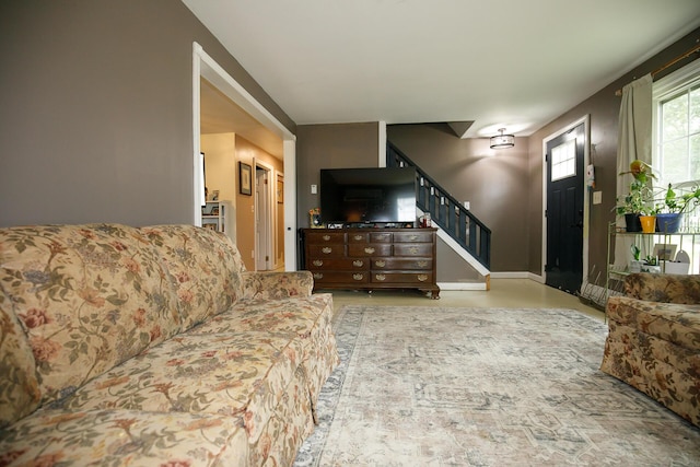 17 Duncan Rd, Augusta, ME 04330 - living area with stairs and baseboards